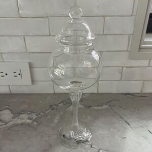 Hand blown clear glass apothecary jar